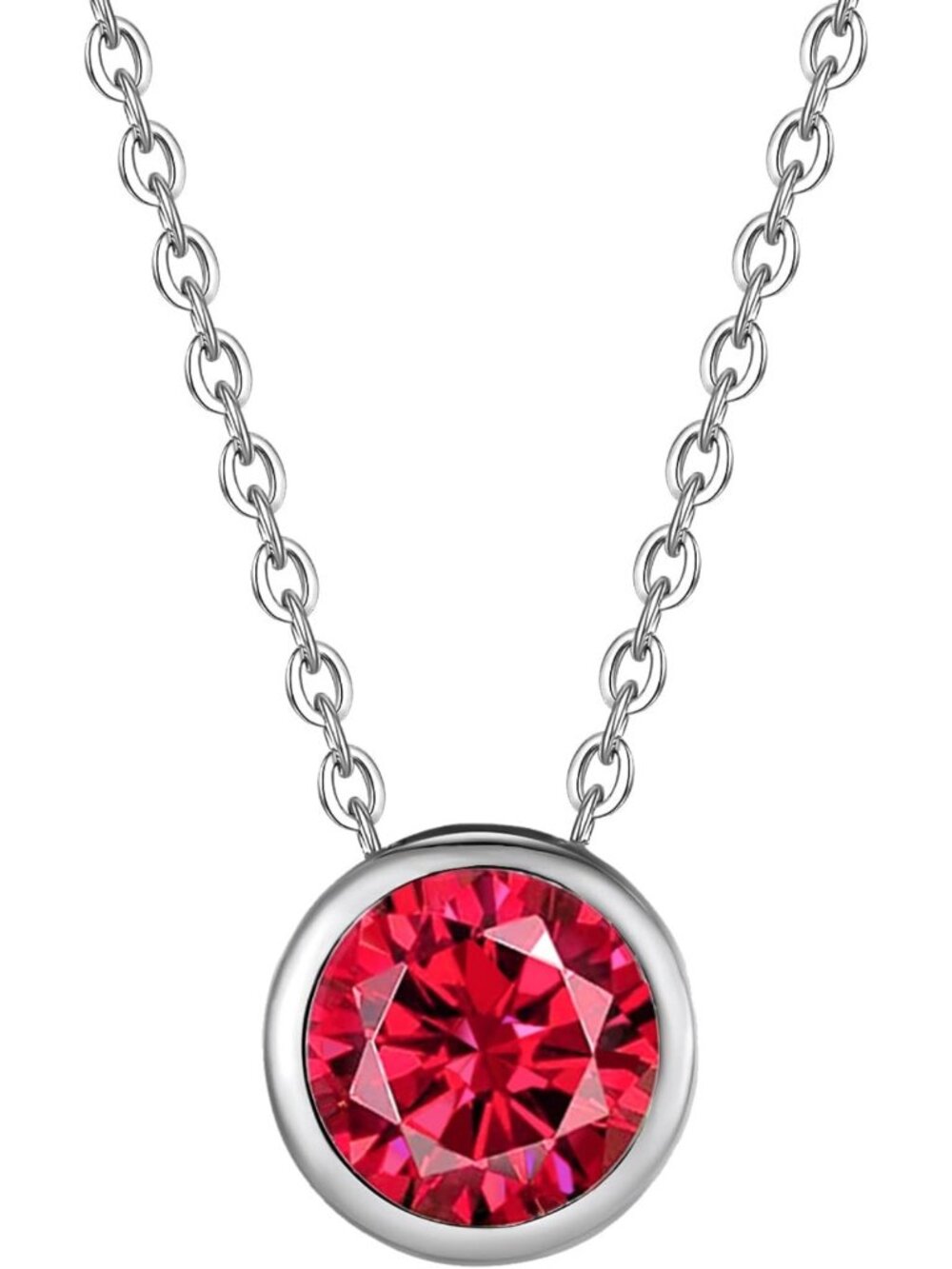 925 Sterling Silver 2CT Simulated Diamond Necklace, Rose Cut Cubic Zirconia